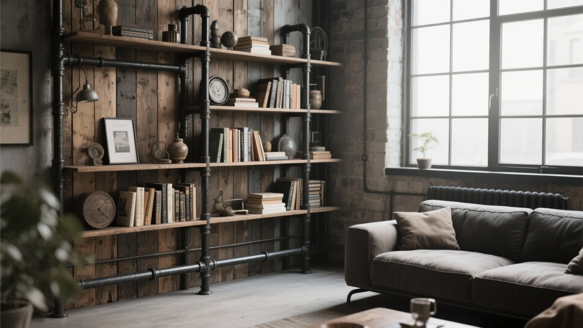 Industrial Pipe Corner Shelves