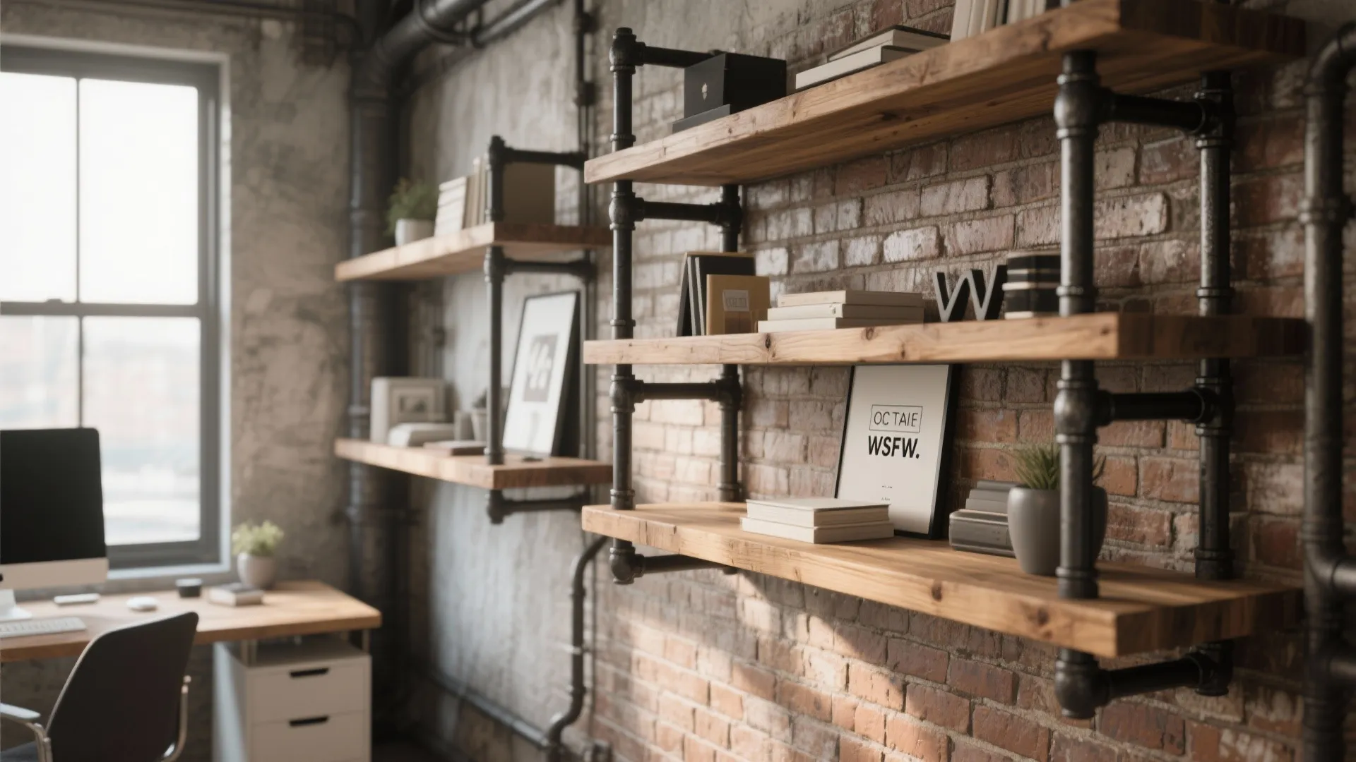 9. Industrial Pipe Shelves