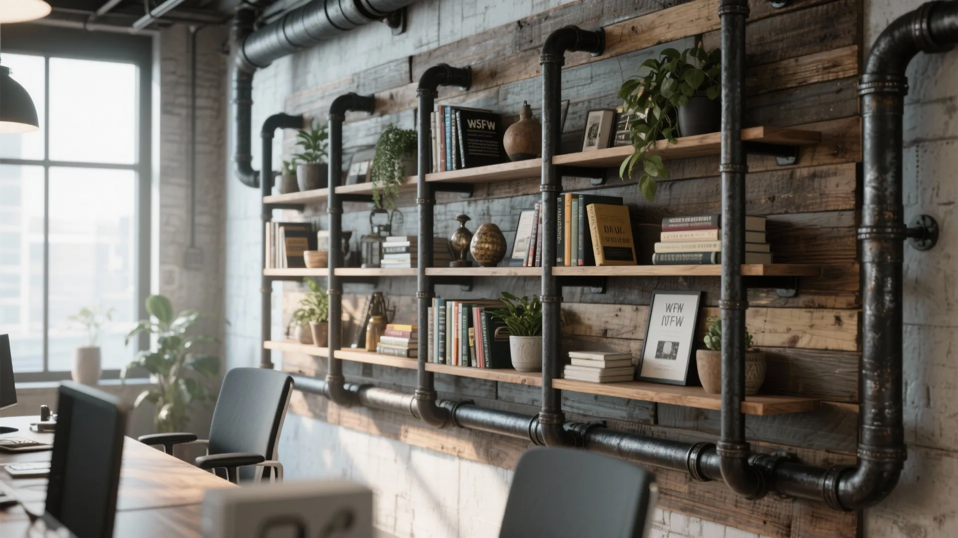 9. Industrial Pipe Shelving
