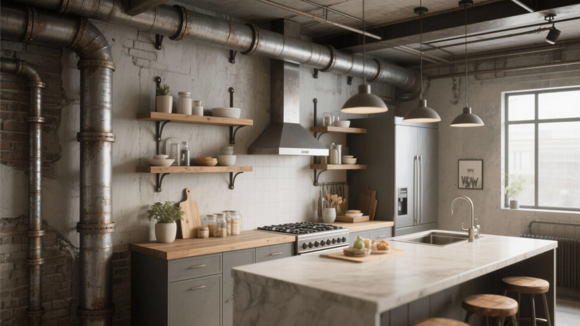 Industrial Pipe Shelves