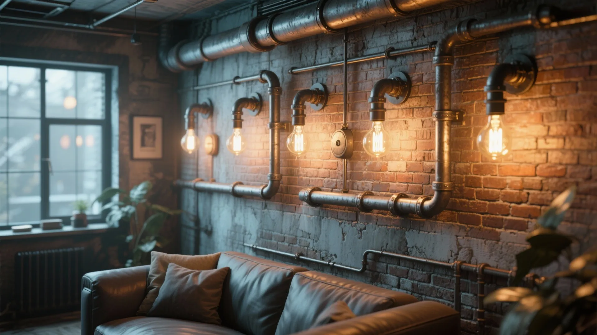 8. Industrial Pipe-Style Wall Lights
