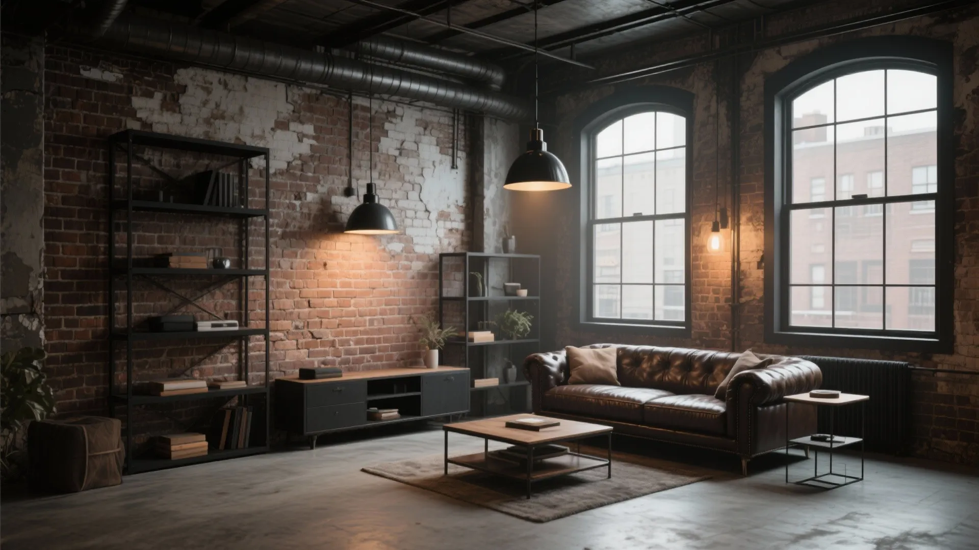 2. Industrial Chic with Raw Brick