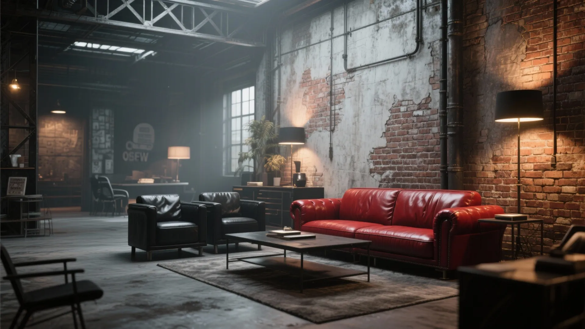 5. Industrial Style with Raw Textures