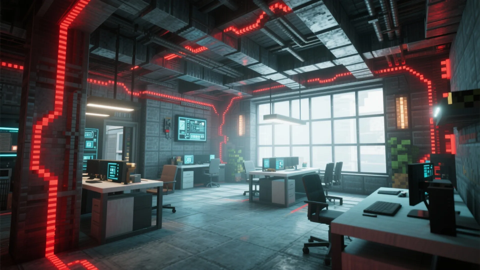 8. Industrial Loft with Exposed Redstone