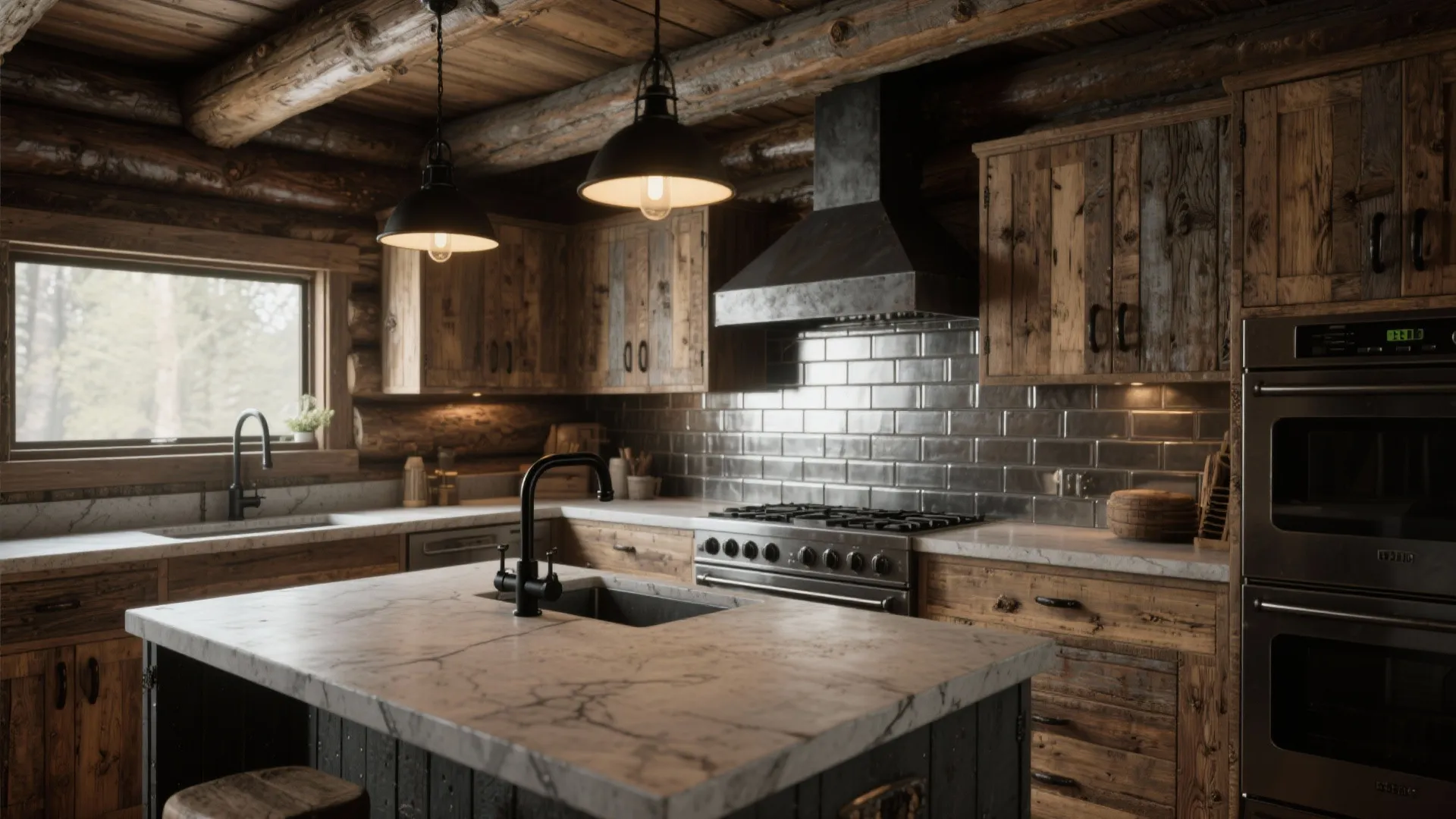 3. Industrial Rustic with Modern Fixtures