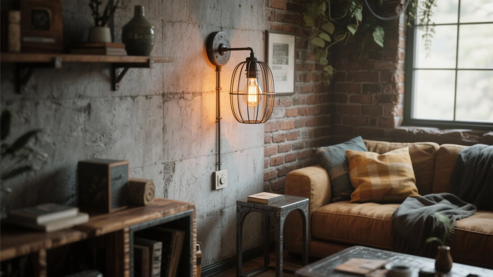 5. Industrial Cage or Barn Sconces