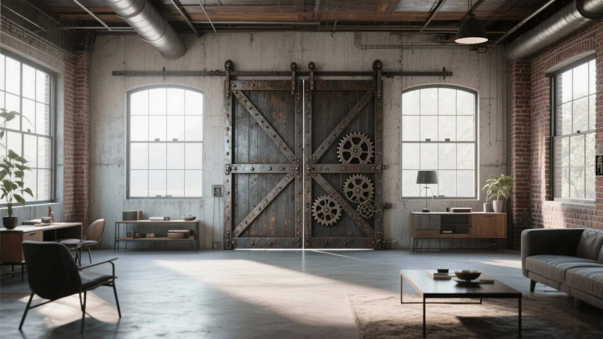 Industrial sliding iron doors