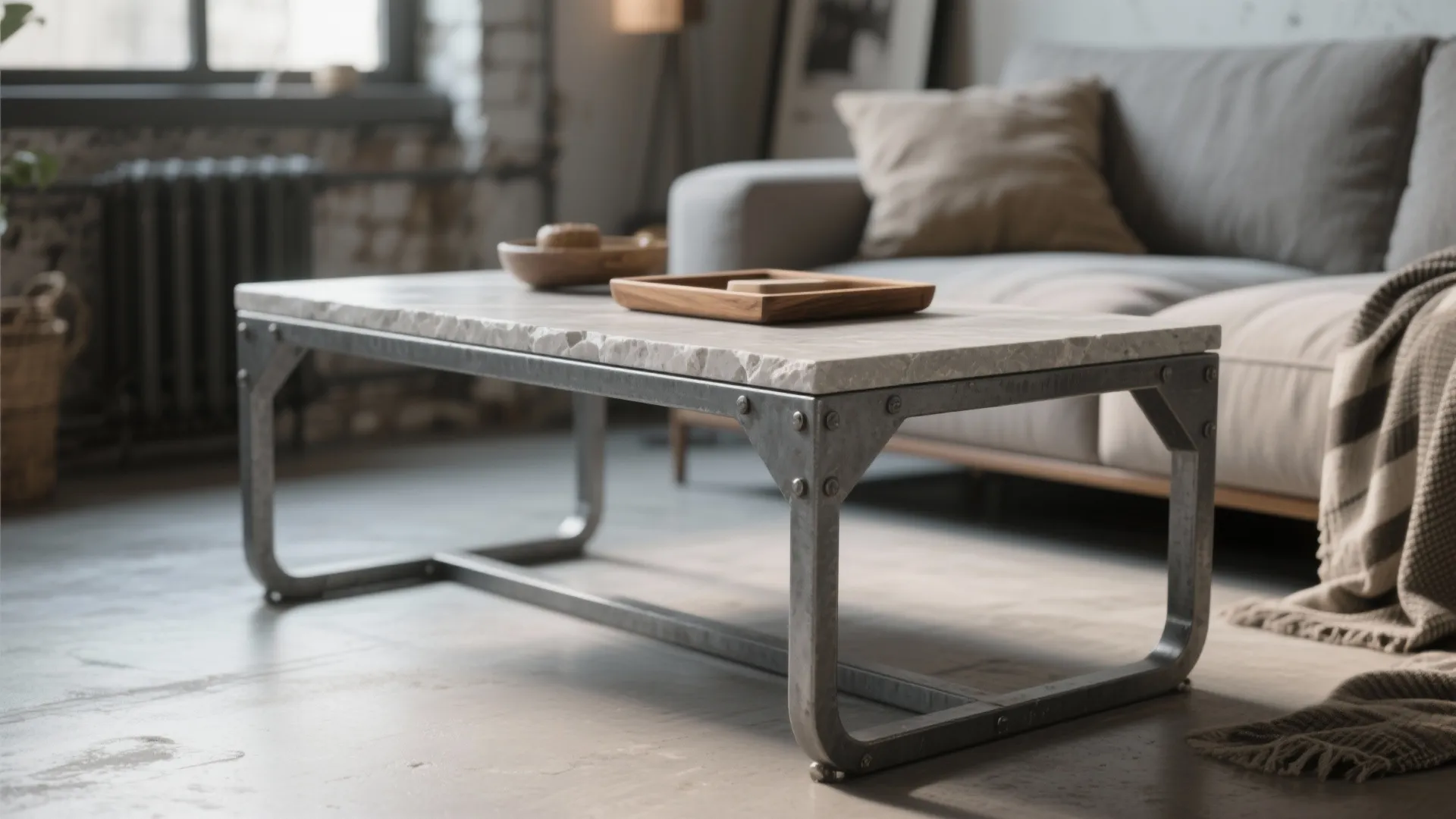 5. Industrial grey metal frame with a slim top