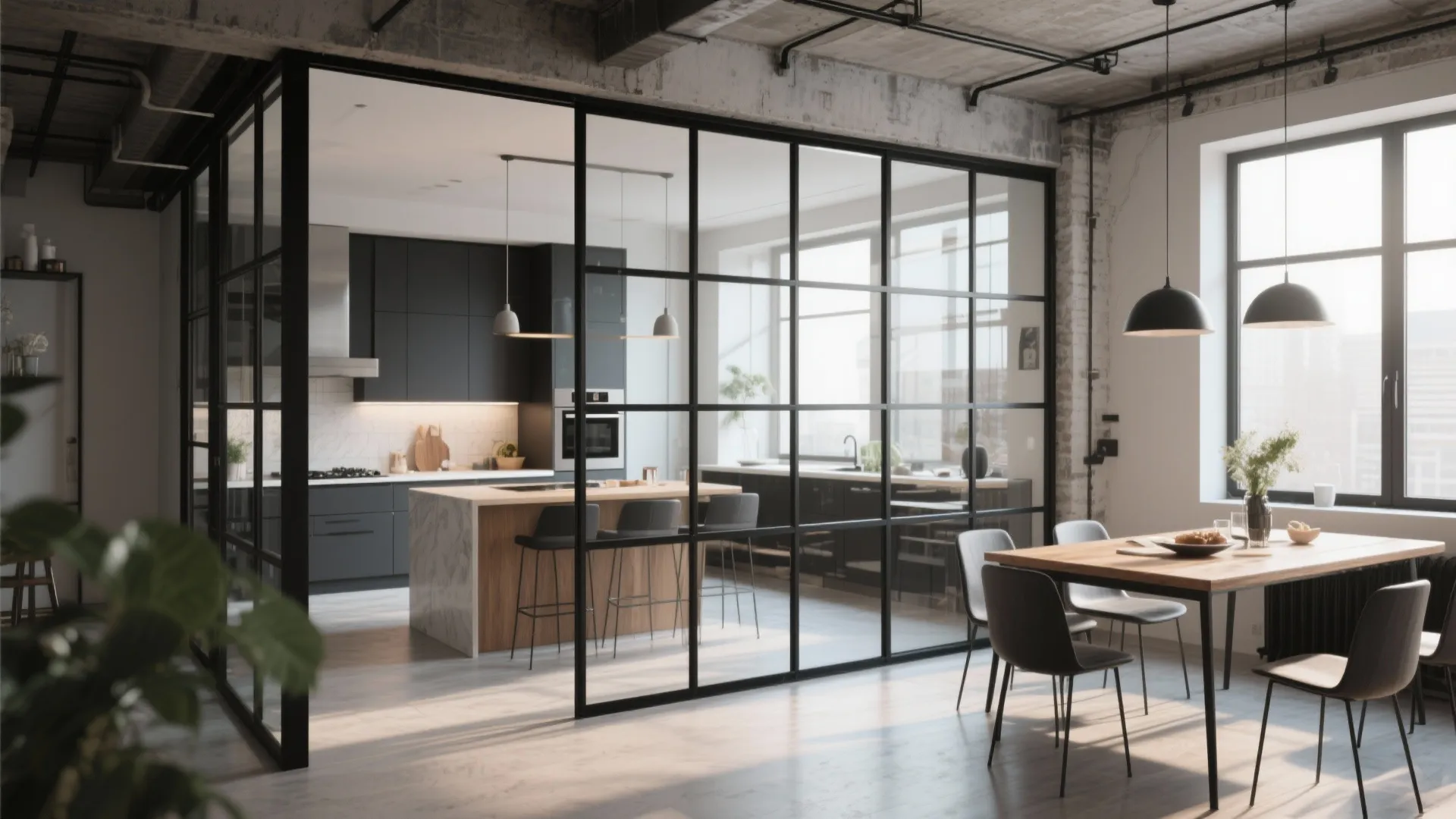 Industrial Steel Frame with Glass