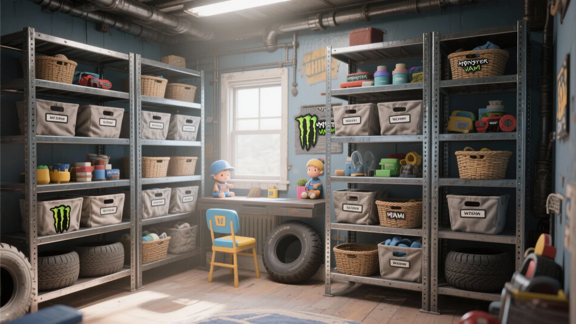 2. Use industrial storage that actually hides the mess