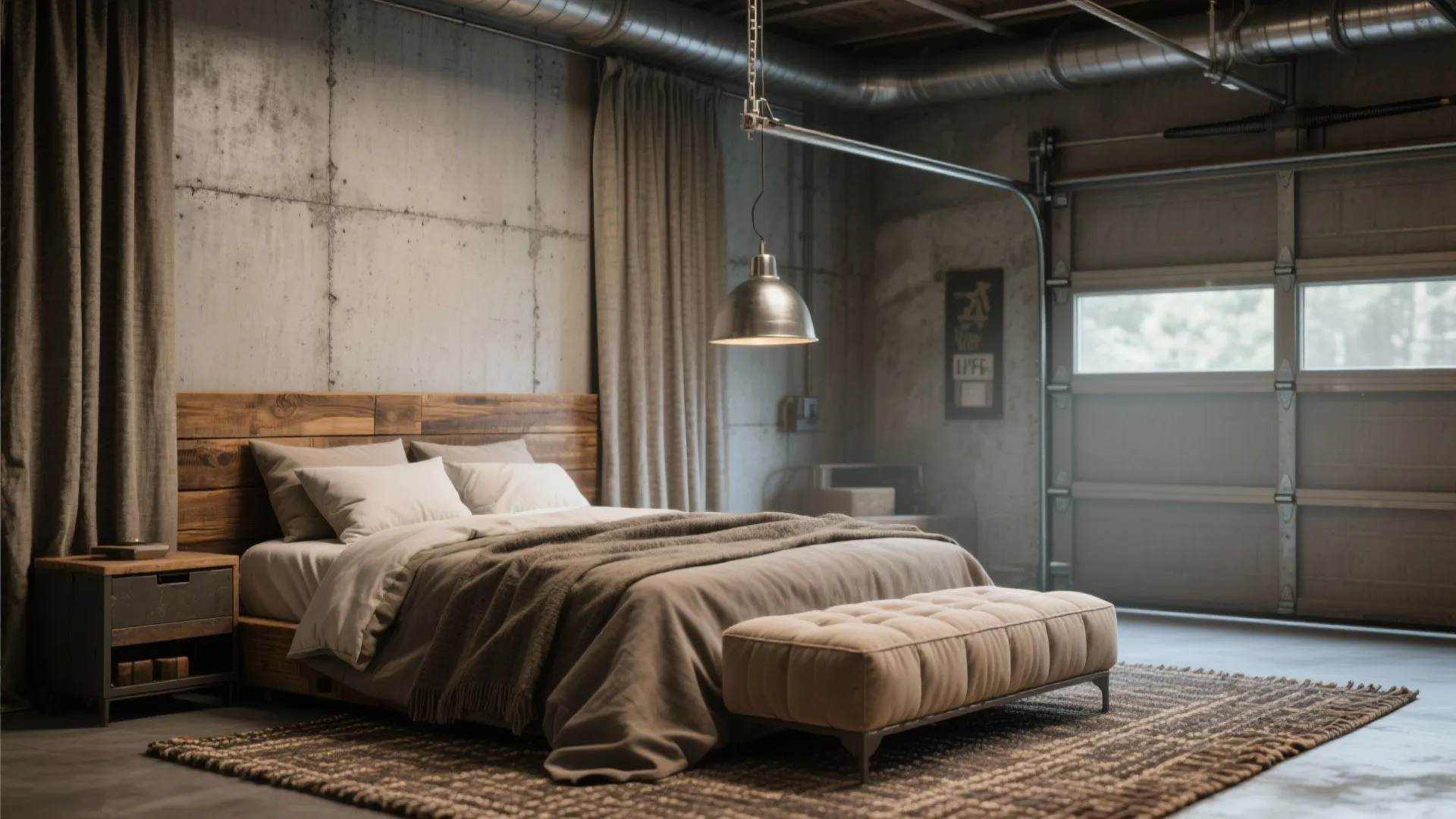 3. Industrial-Chic Finishes and Warm Textiles