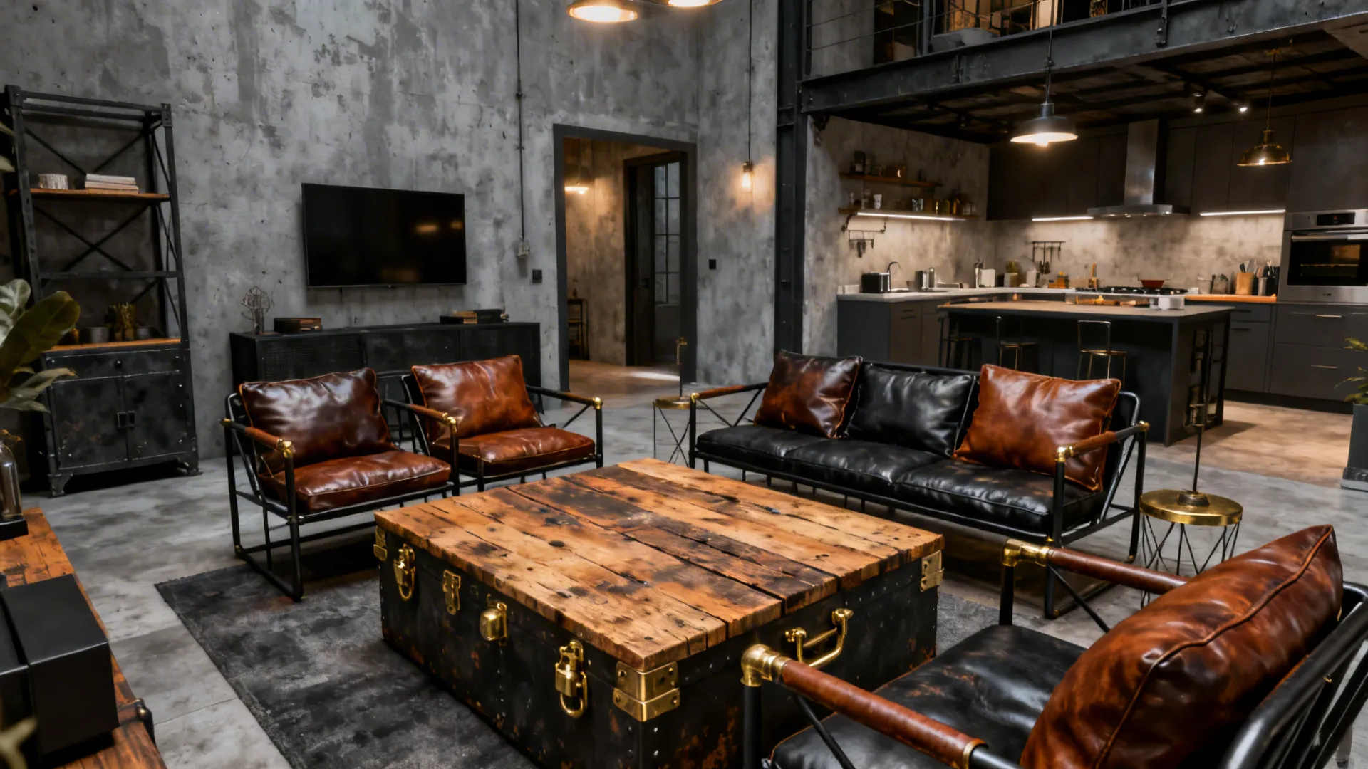 5. Industrial Chic with Warm Accents