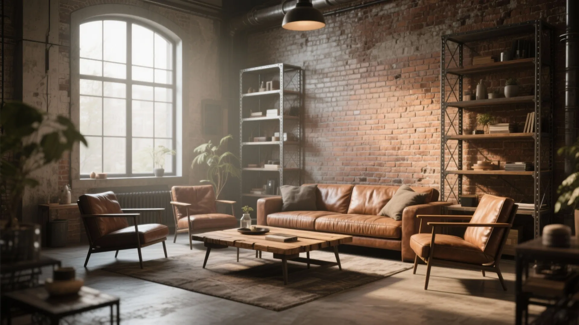 2. Industrial Elements with Warm Accents