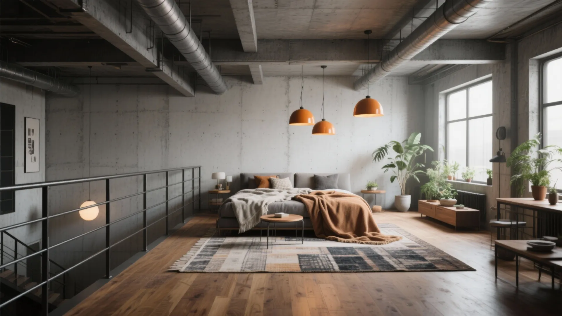 4. Industrial Minimalism with Warmth
