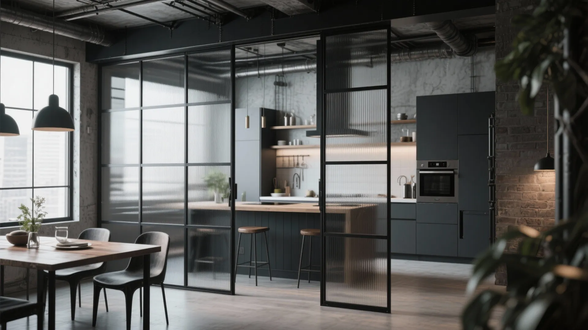 Industrial Frame with Wire Glass