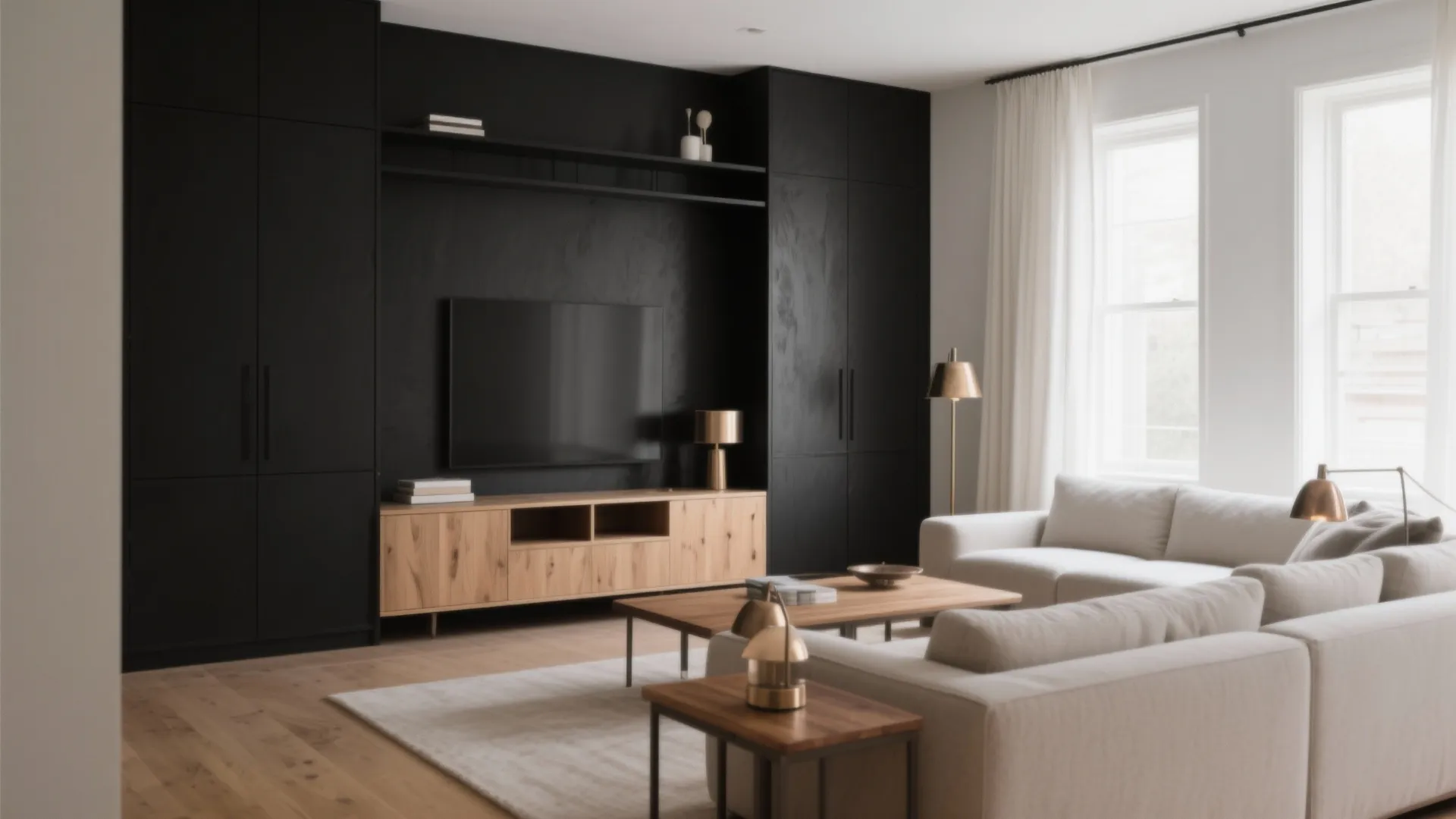 5) Ink Black & Pale Oak