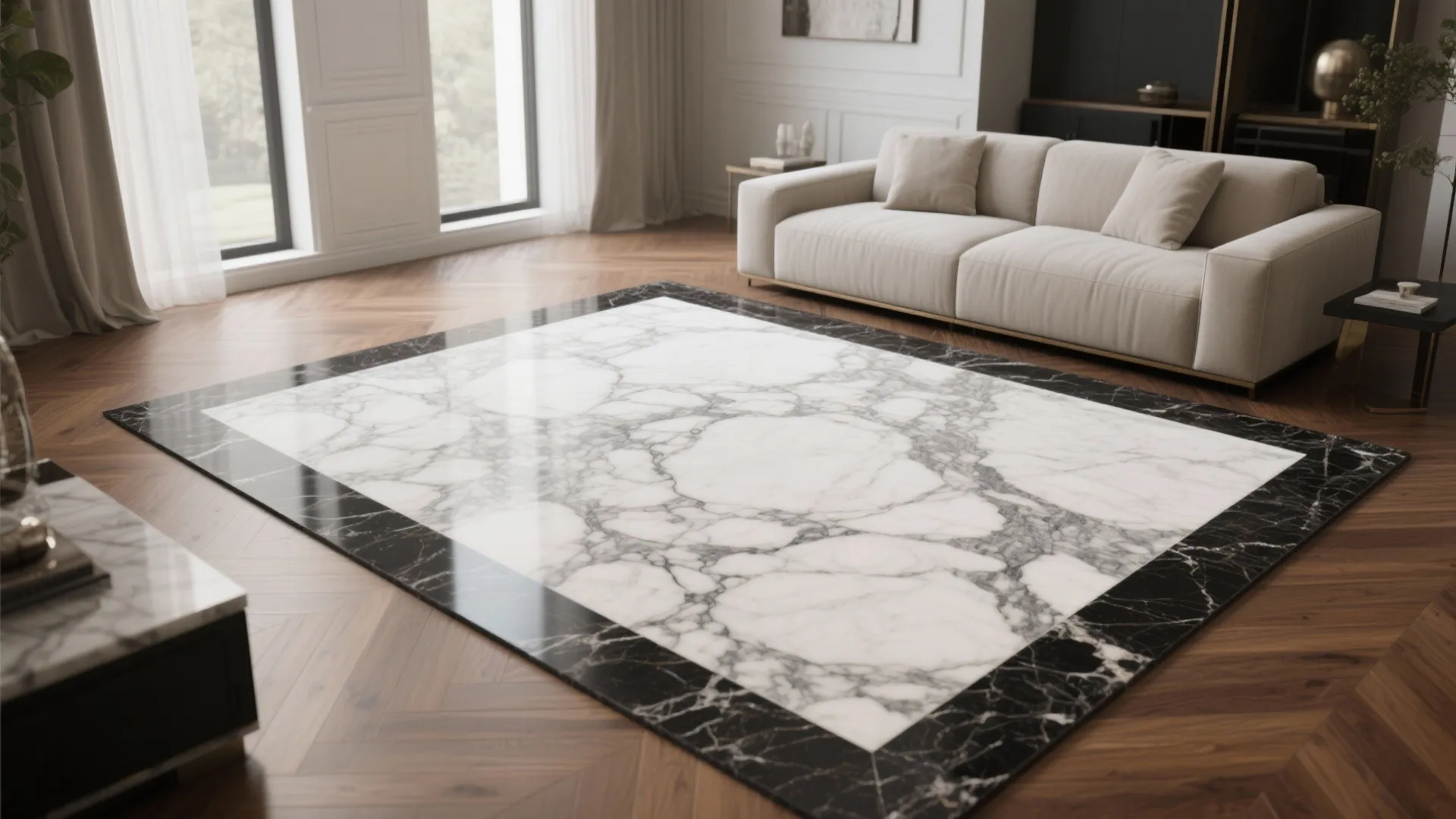 Stone “Area Rugs” and Inlay Borders