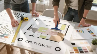 Interior Design Planning Workspace with Floor Plan & Color Palettes
