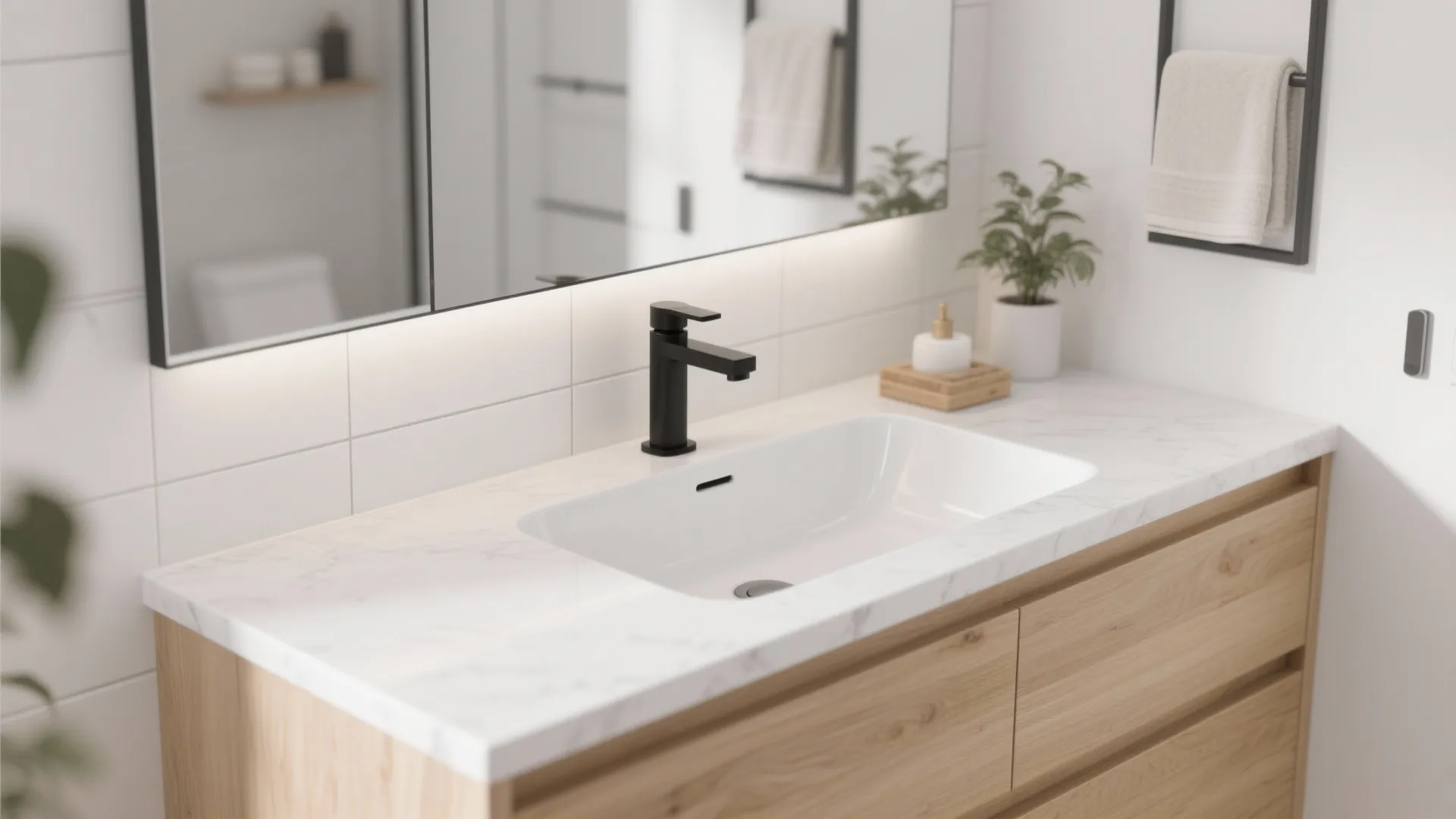 Integrated Sink and Countertop (One-Piece for Easy Cleaning)