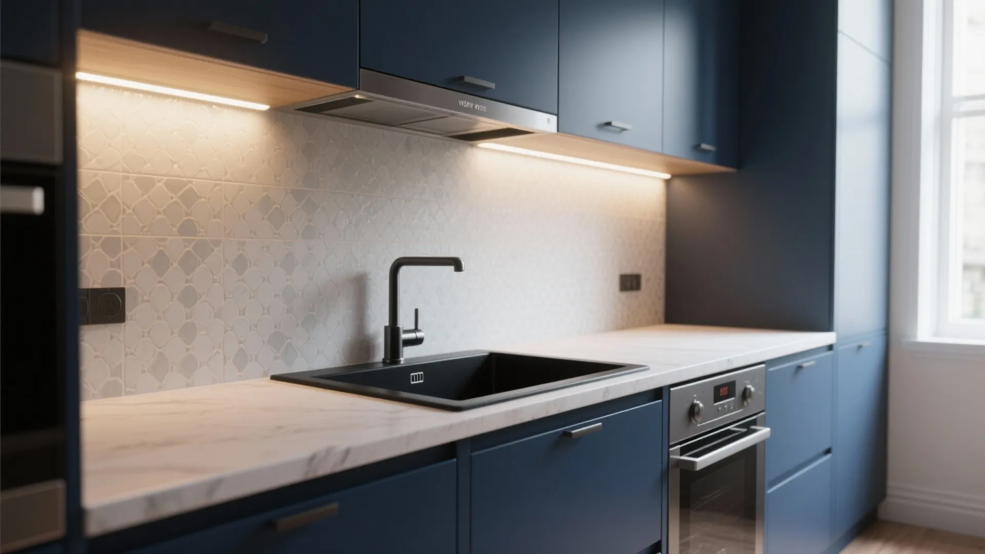 2. Integrate with dark cabinetry