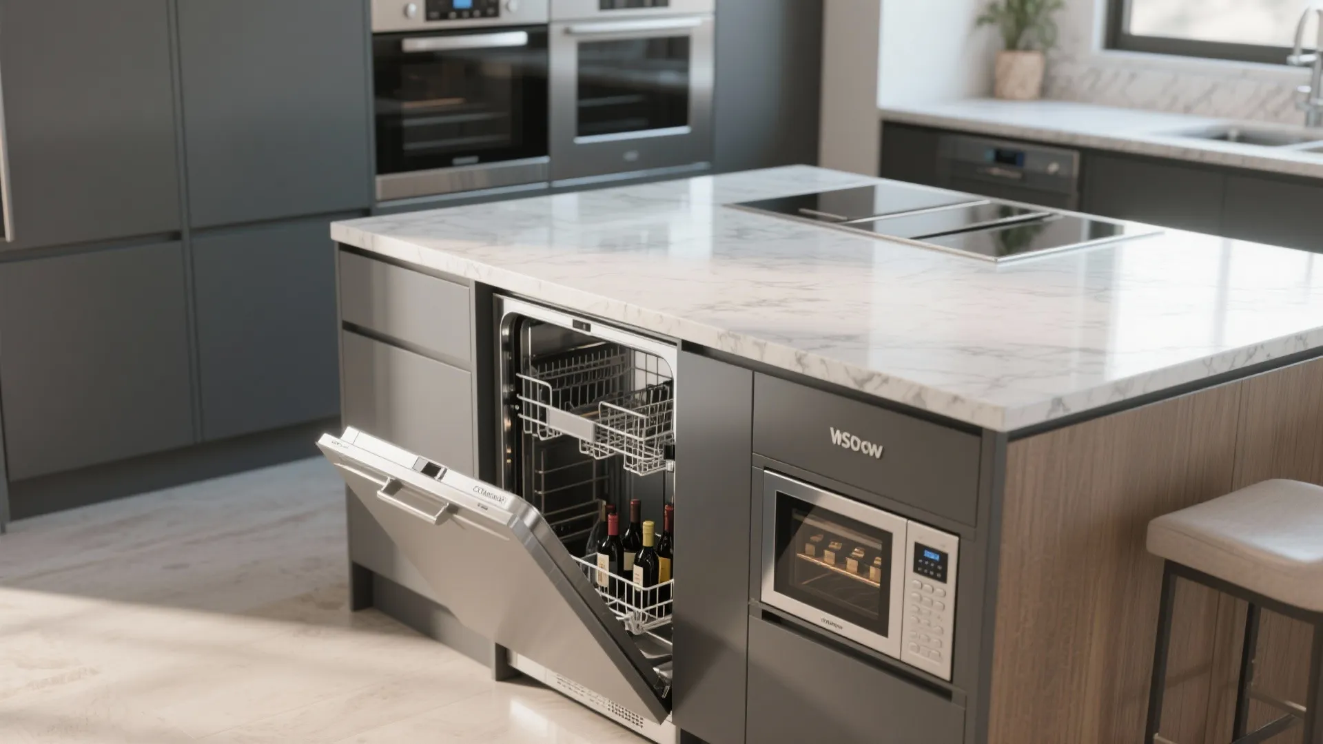 3. Island with Integrated Appliances
