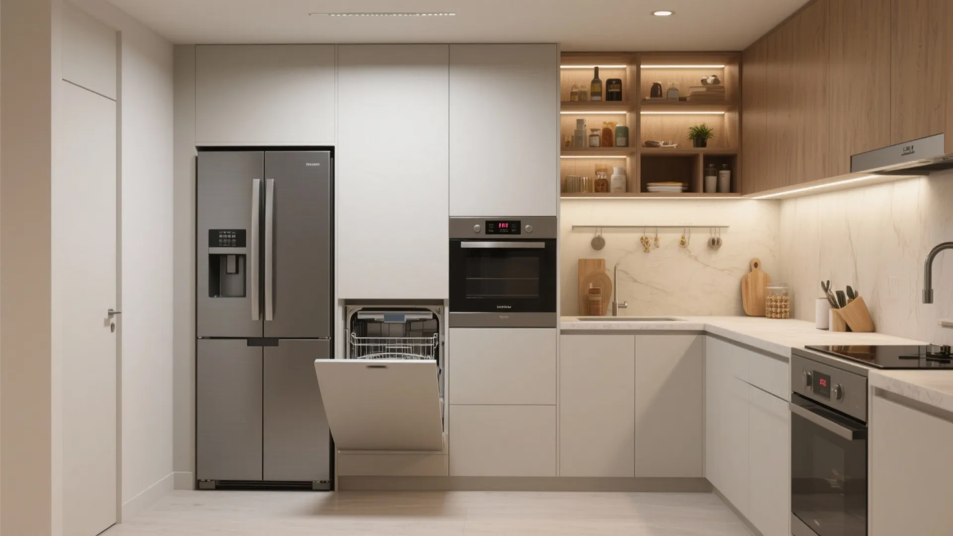 2. Integrated Appliances and Hidden Storage