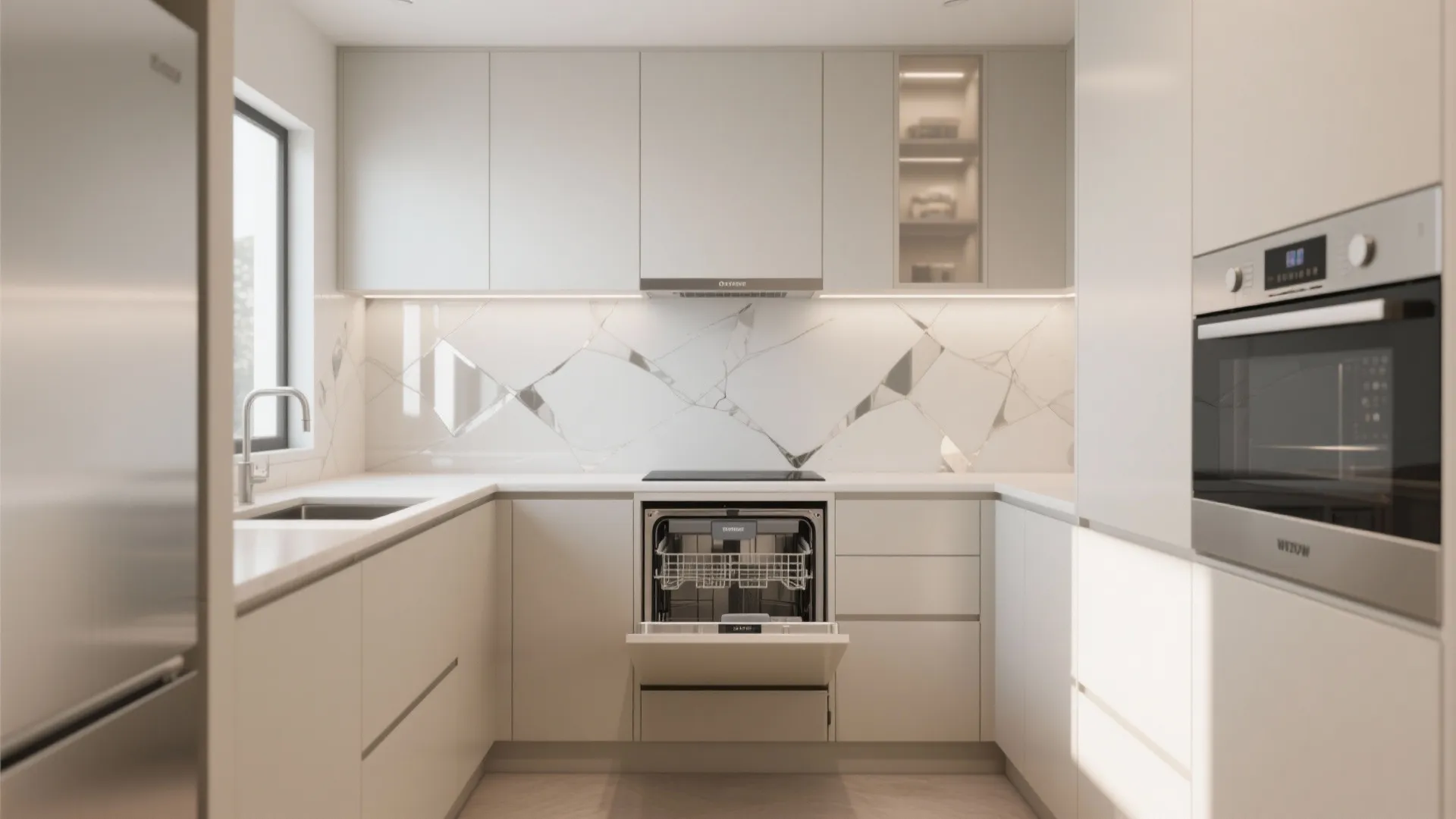 3. Integrated appliances and shallow cabinets