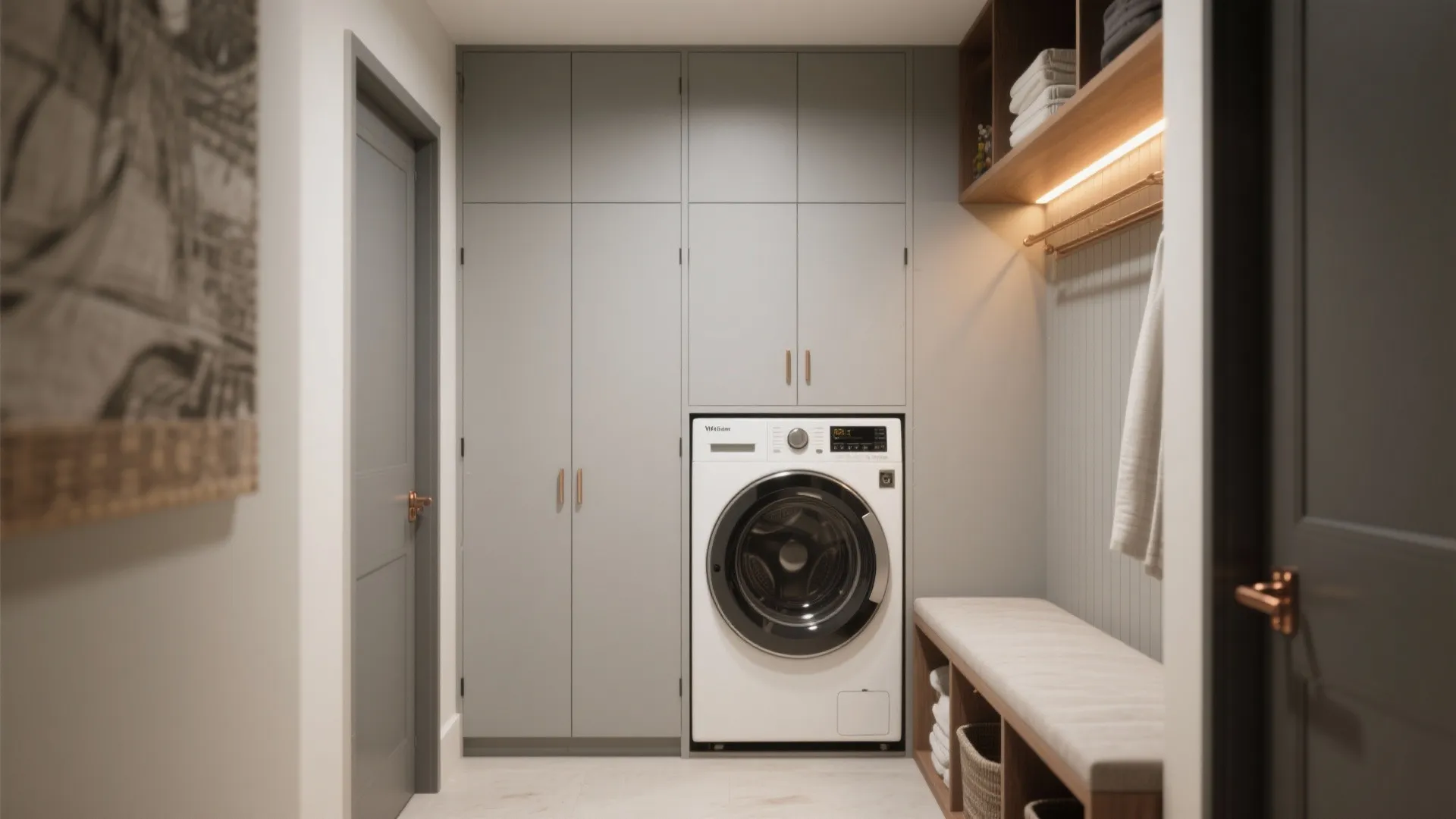 5. Light Grey Cabinetry with Integrated Appliances