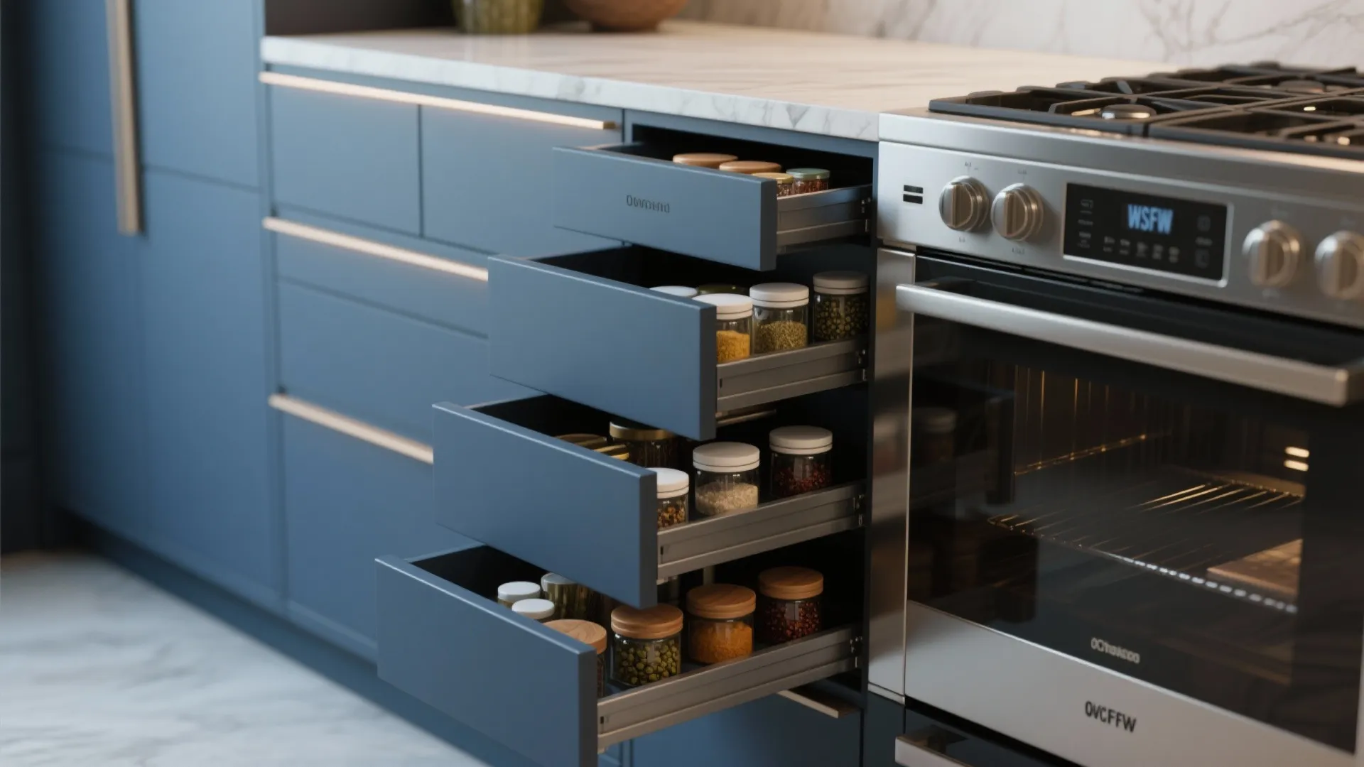 4. Integrated Appliances and Narrow Drawers