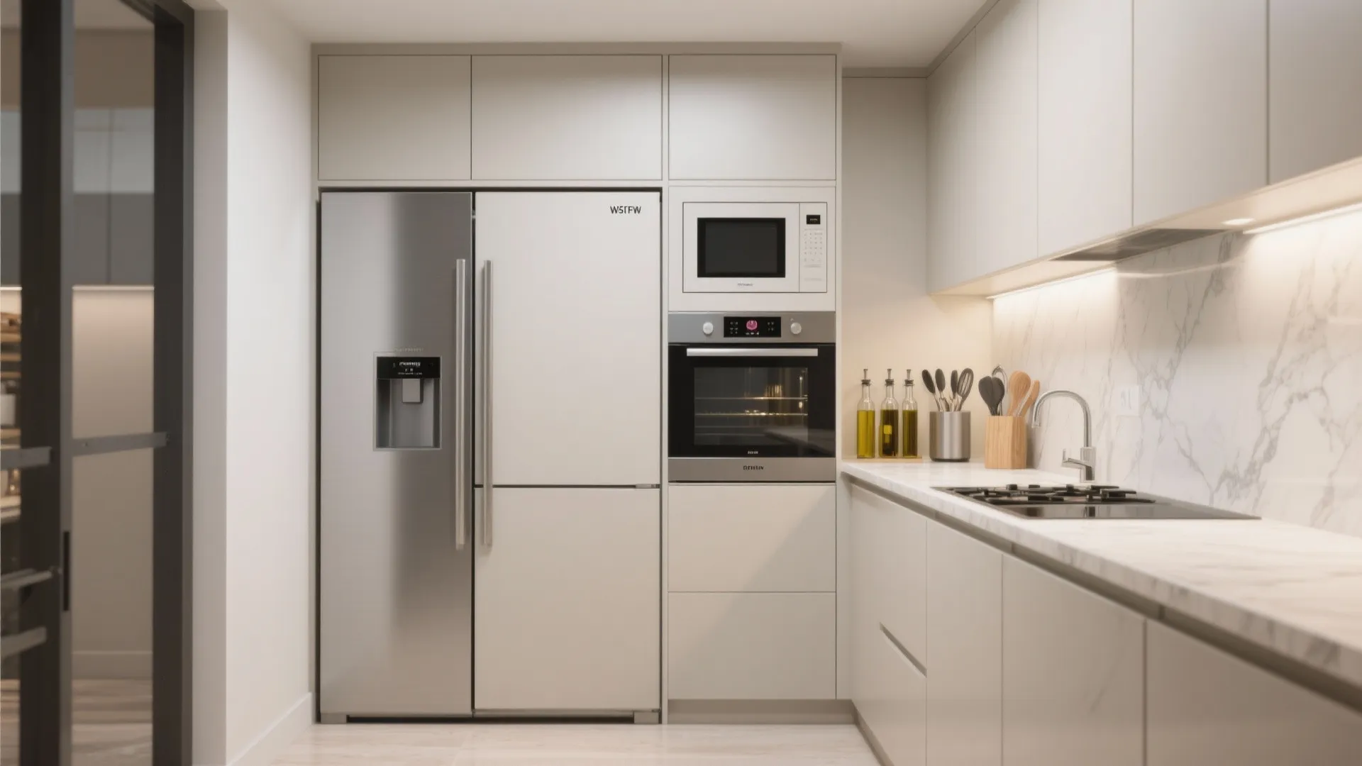 5. Integrated Appliances and Slim Cabinets