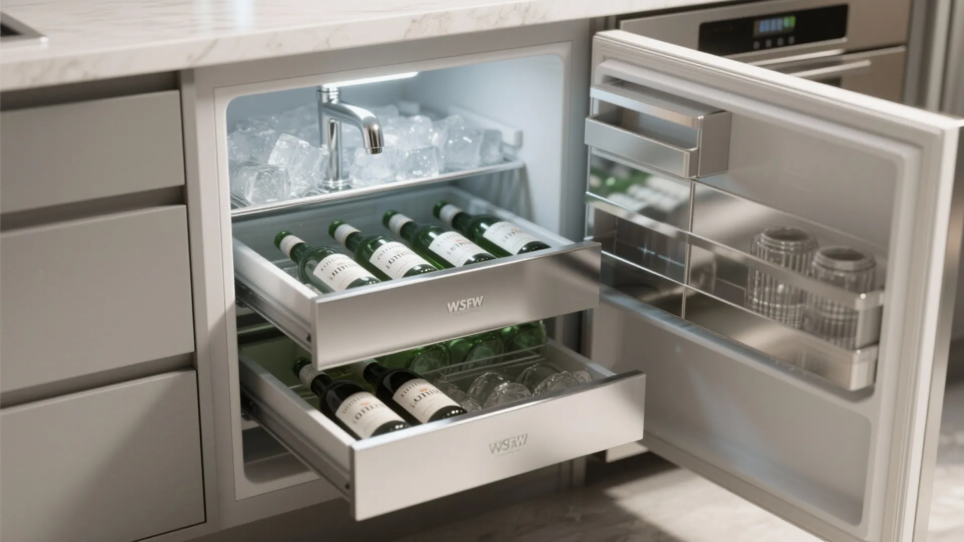 3. Integrated beverage center under counters