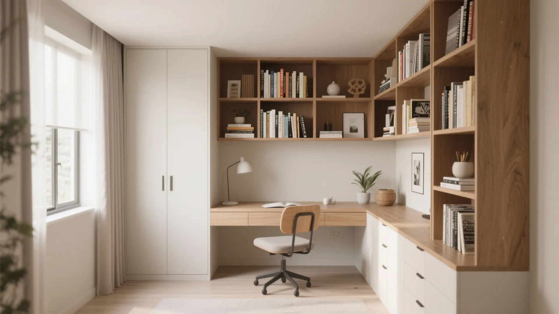 Integrated bookshelves