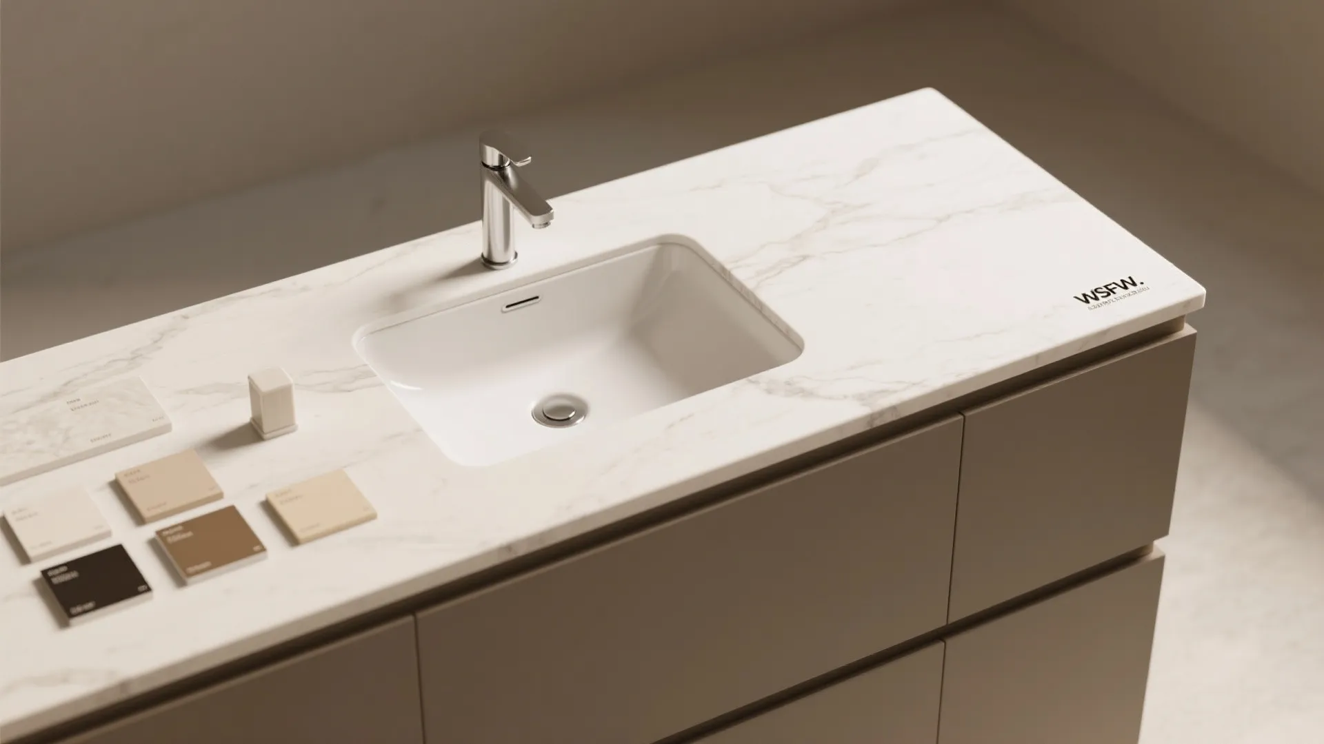 3. Integrated Countertop with Drop-In Basin