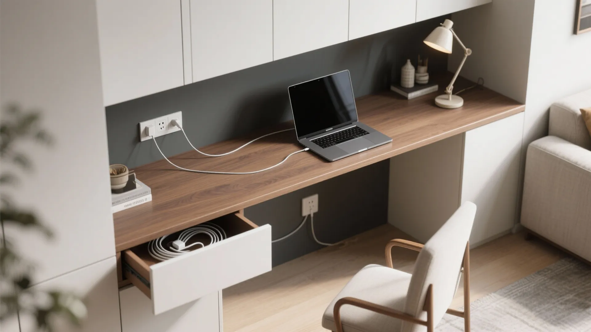 4. Integrated desk or console with power