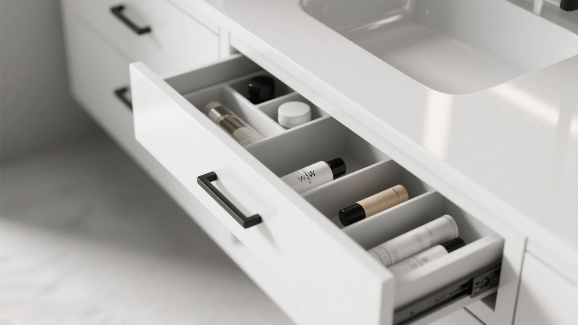 2. Vanity with Integrated Slim Drawers