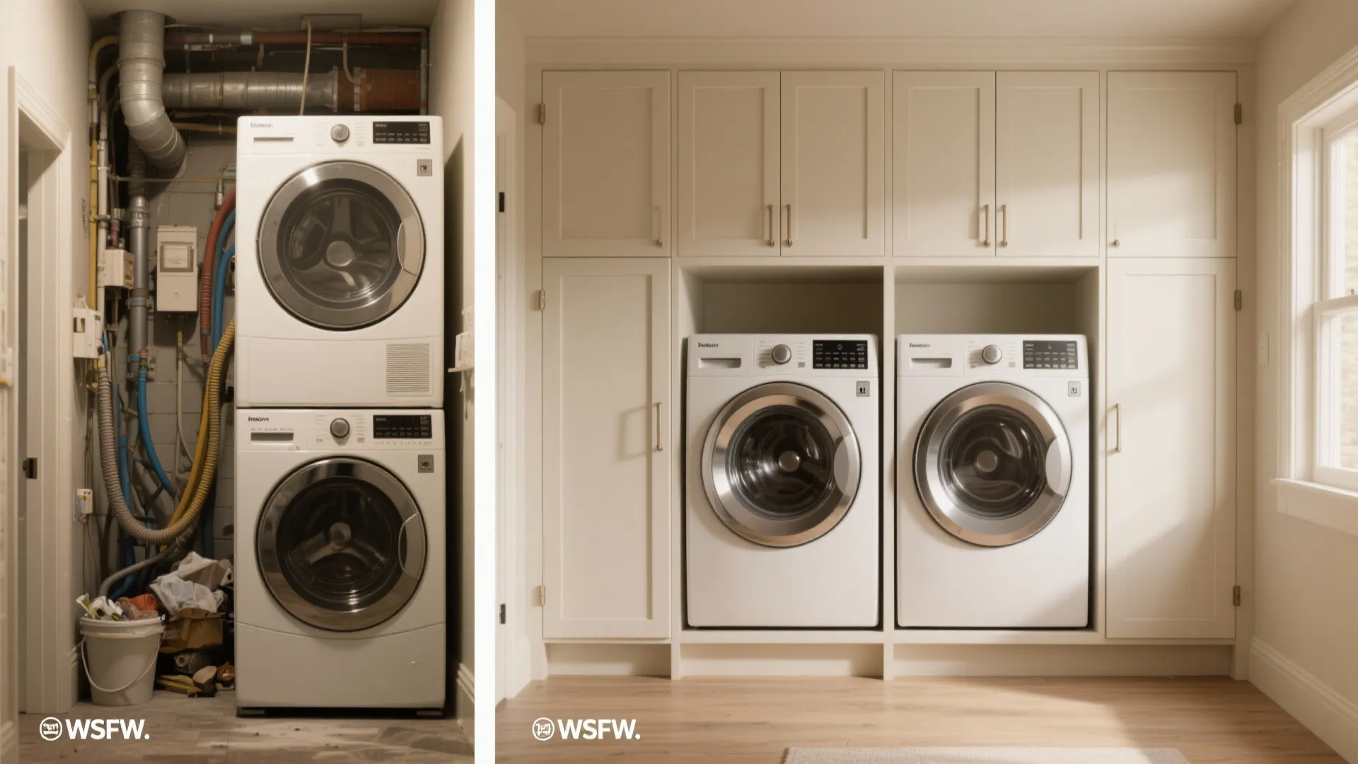 5. Integrated Washer-Dryer Cabinet with Folding Door