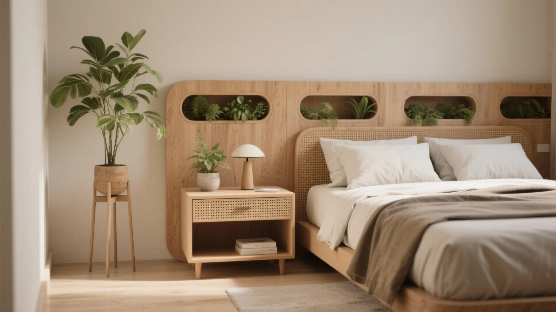 4. Integrate plants into multitasking furniture