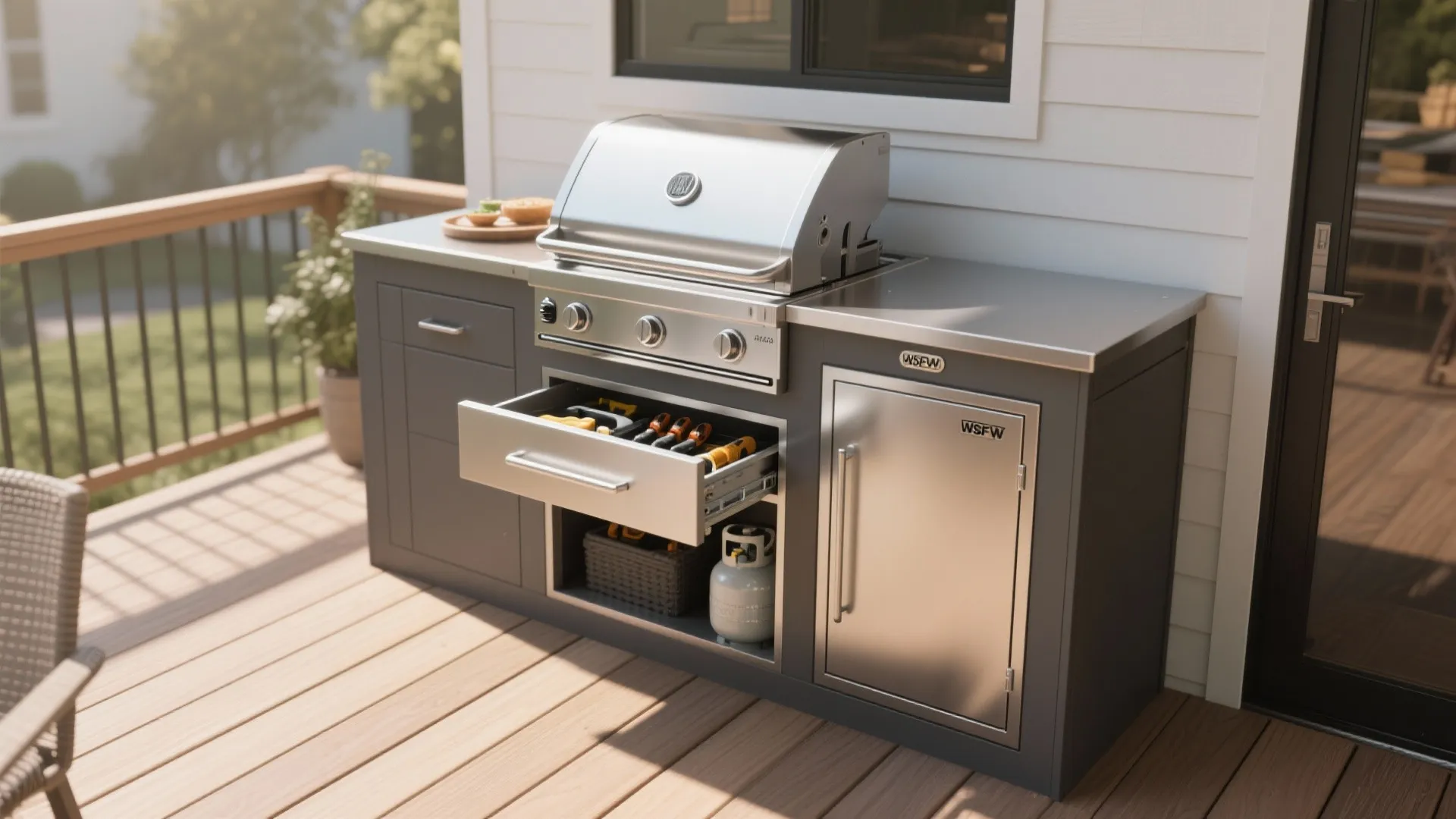 2. Integrated grill combo with concealed storage