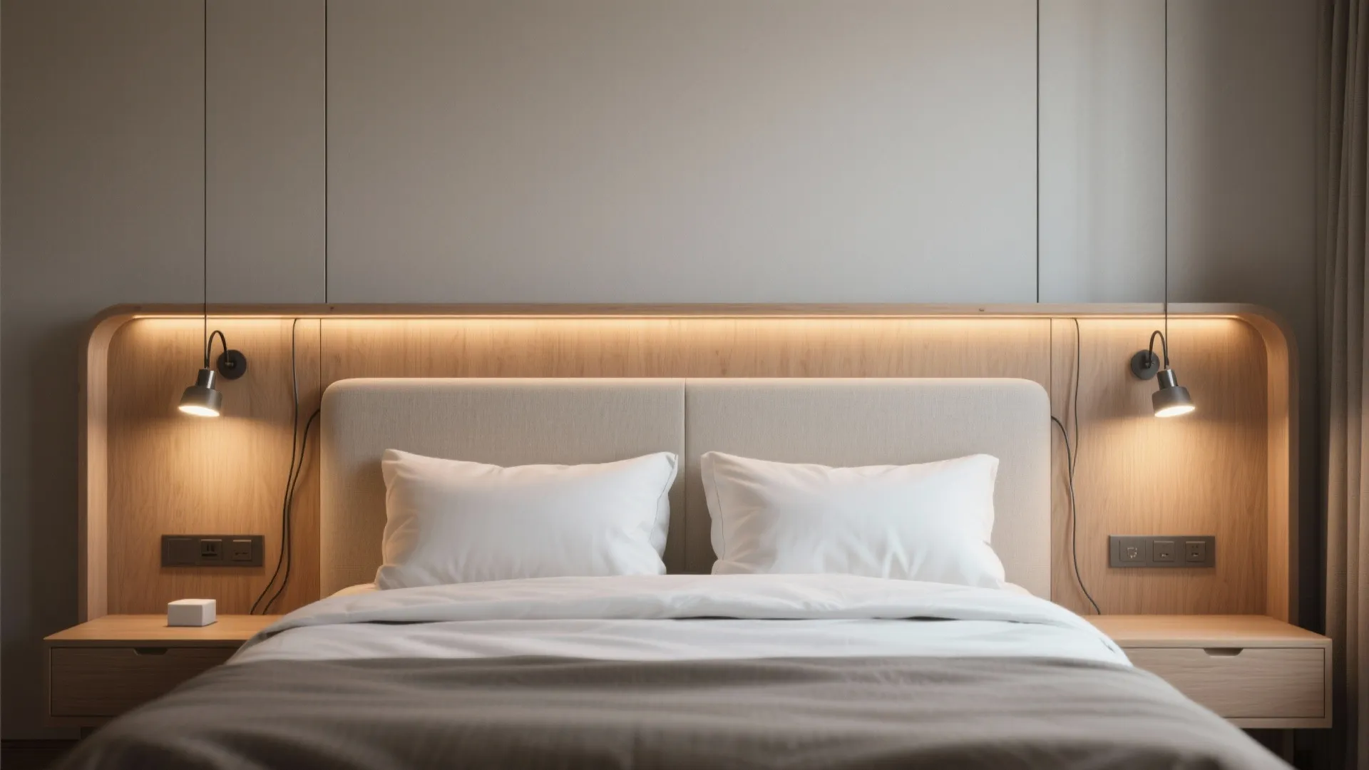 4. Integrated Headboard Spotlights for Multi-Function Bedrooms