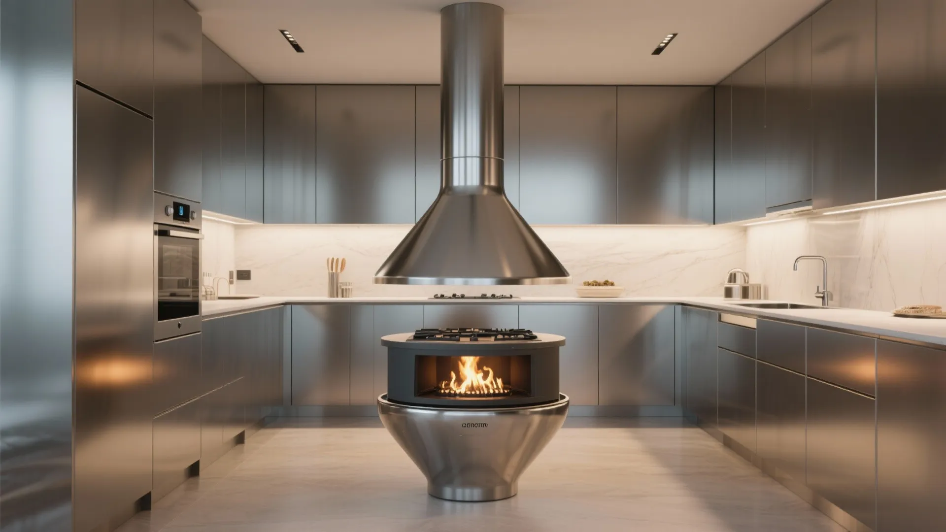 Integrated Hearth that Echoes Your Range Hood