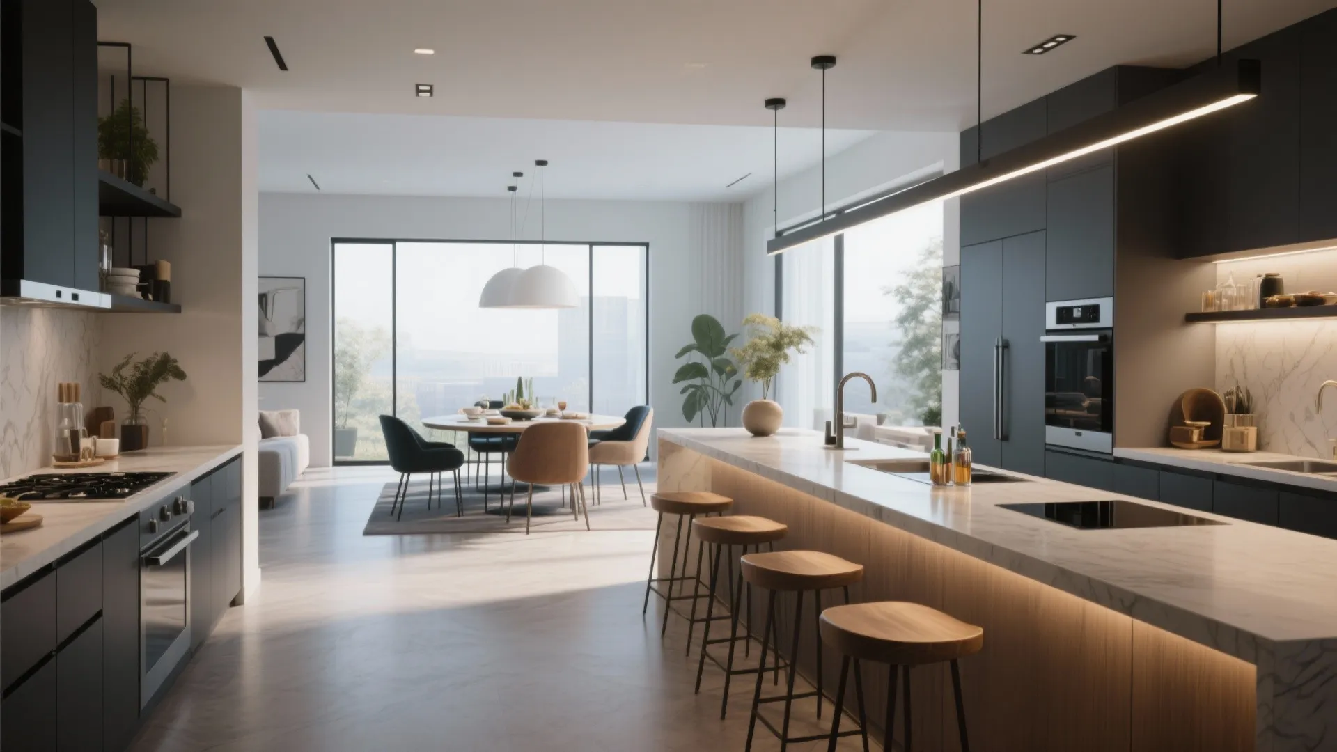 Seamless transition from kitchen to dining bar