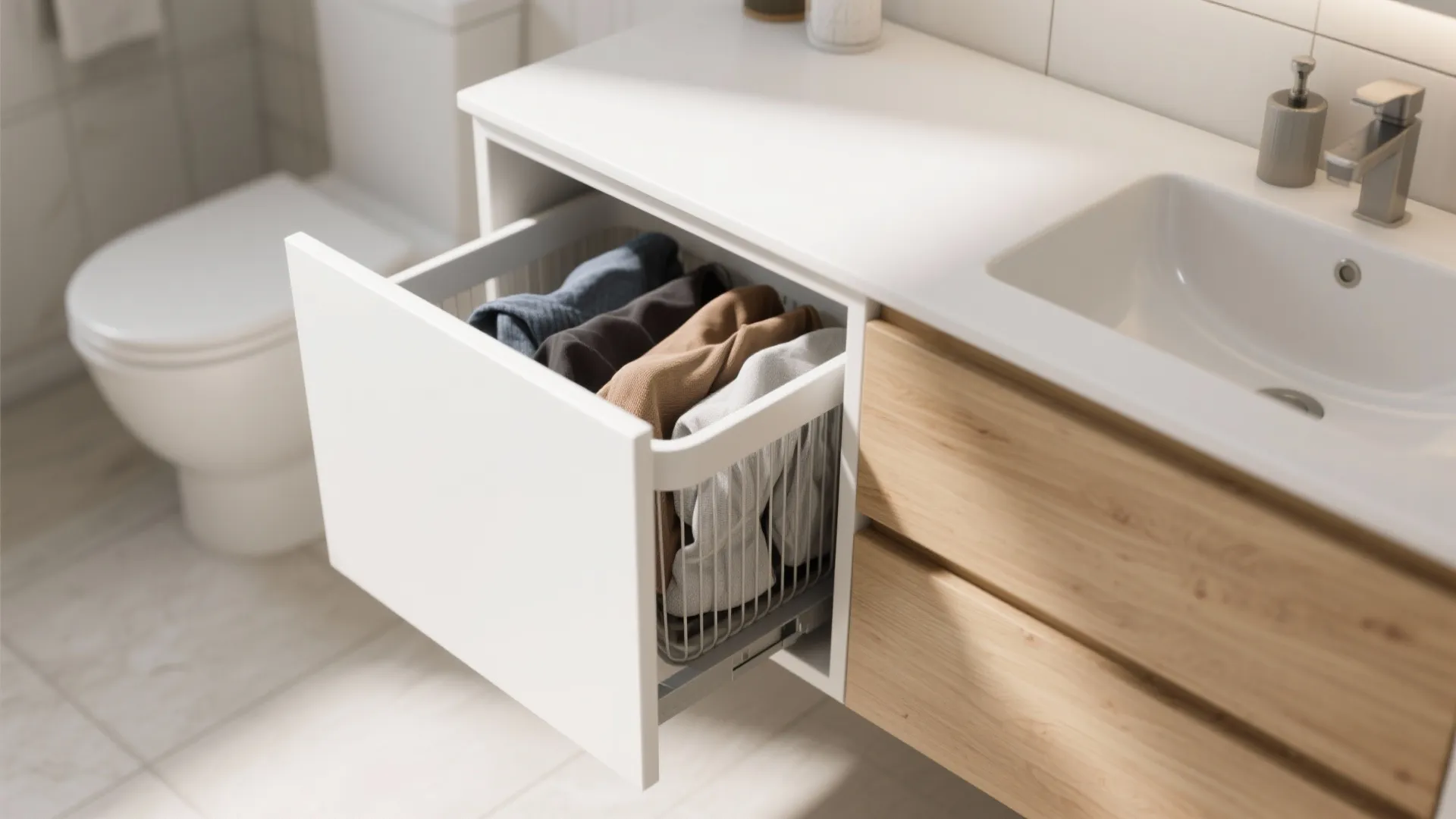 4. Integrated laundry hamper