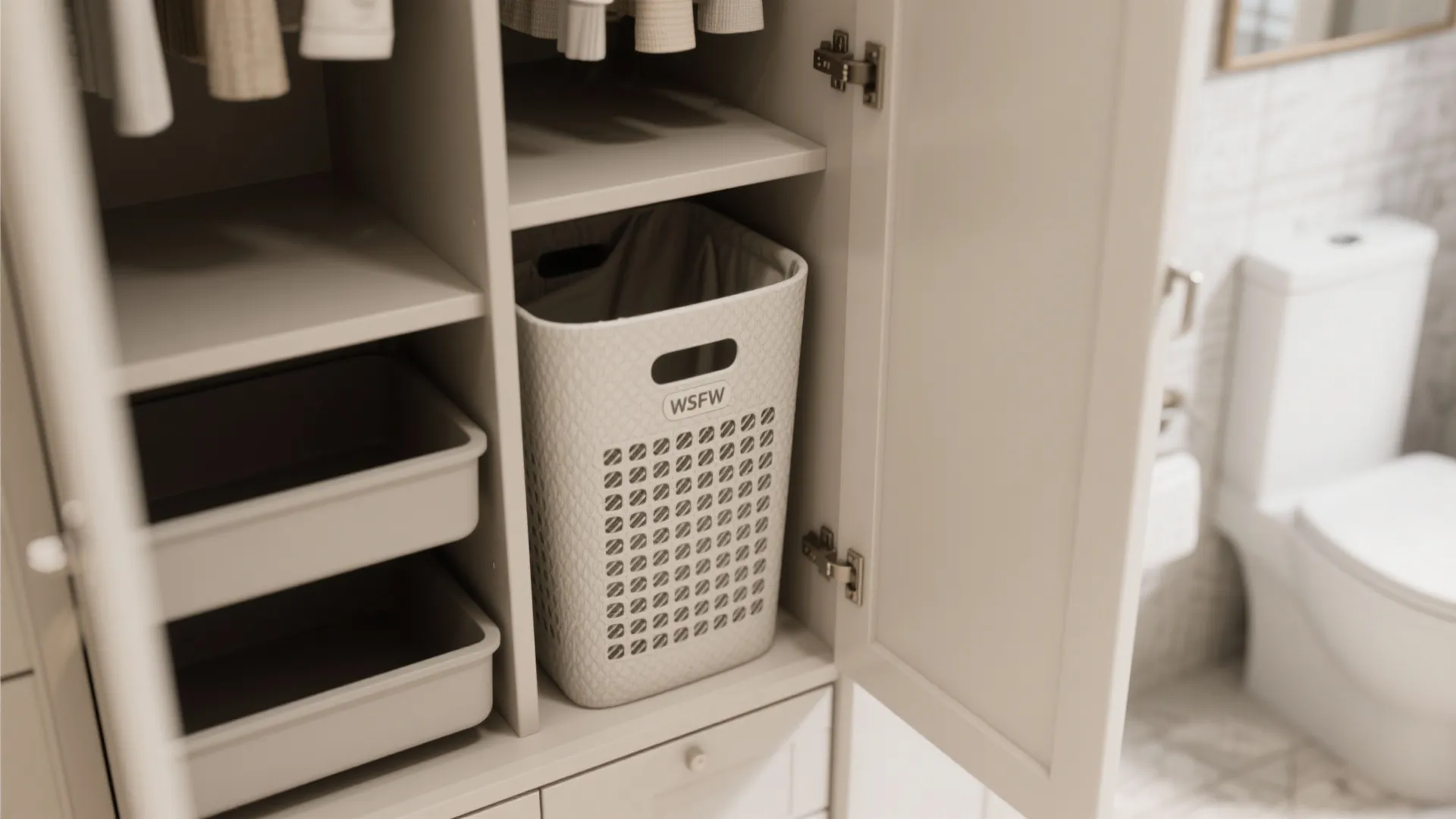 Wardrobe with integrated laundry hamper