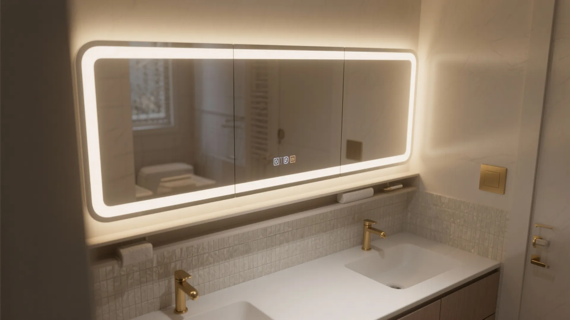 4. Integrated LED mirror lights for minimalist modern looks