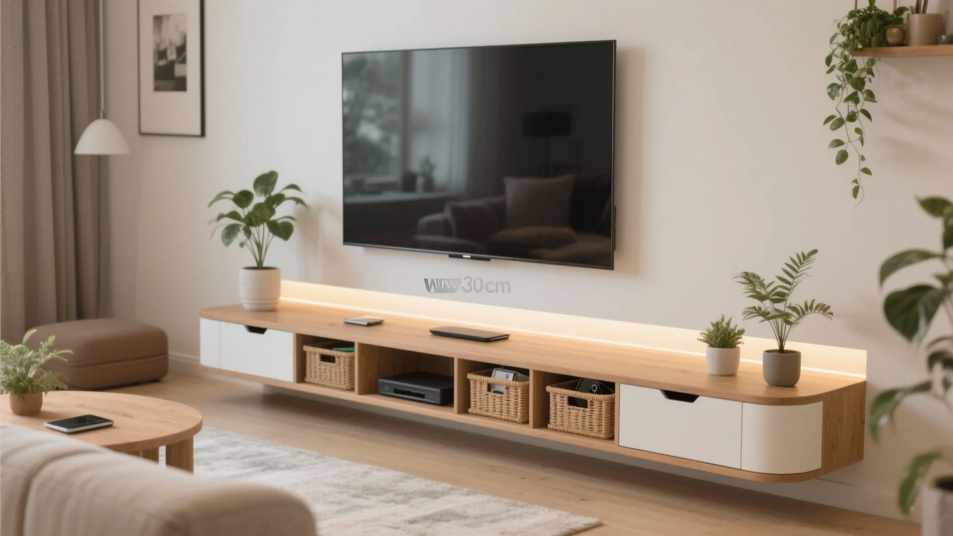 Media Wall with Integrated Seating or Low Ledge