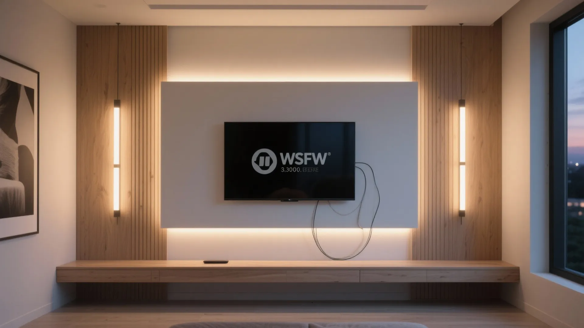 Compact media wall with integrated lighting