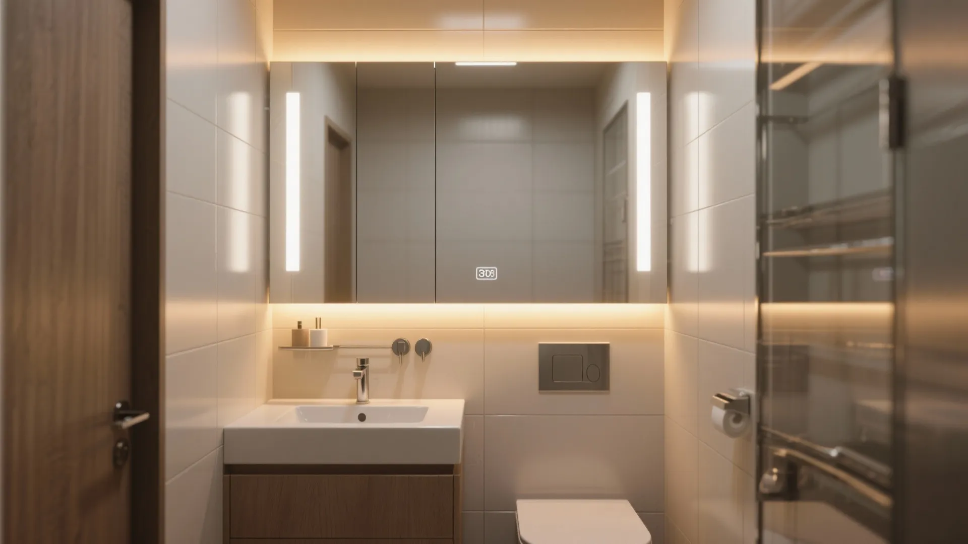 3. Integrated Mirror Lights for Bathrooms