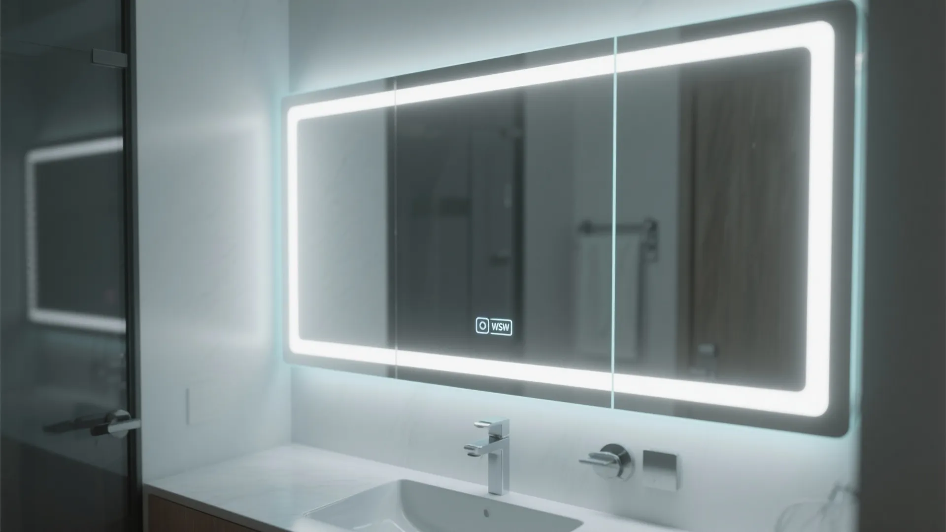 3. Integrated mirror lights for bathroom efficiency