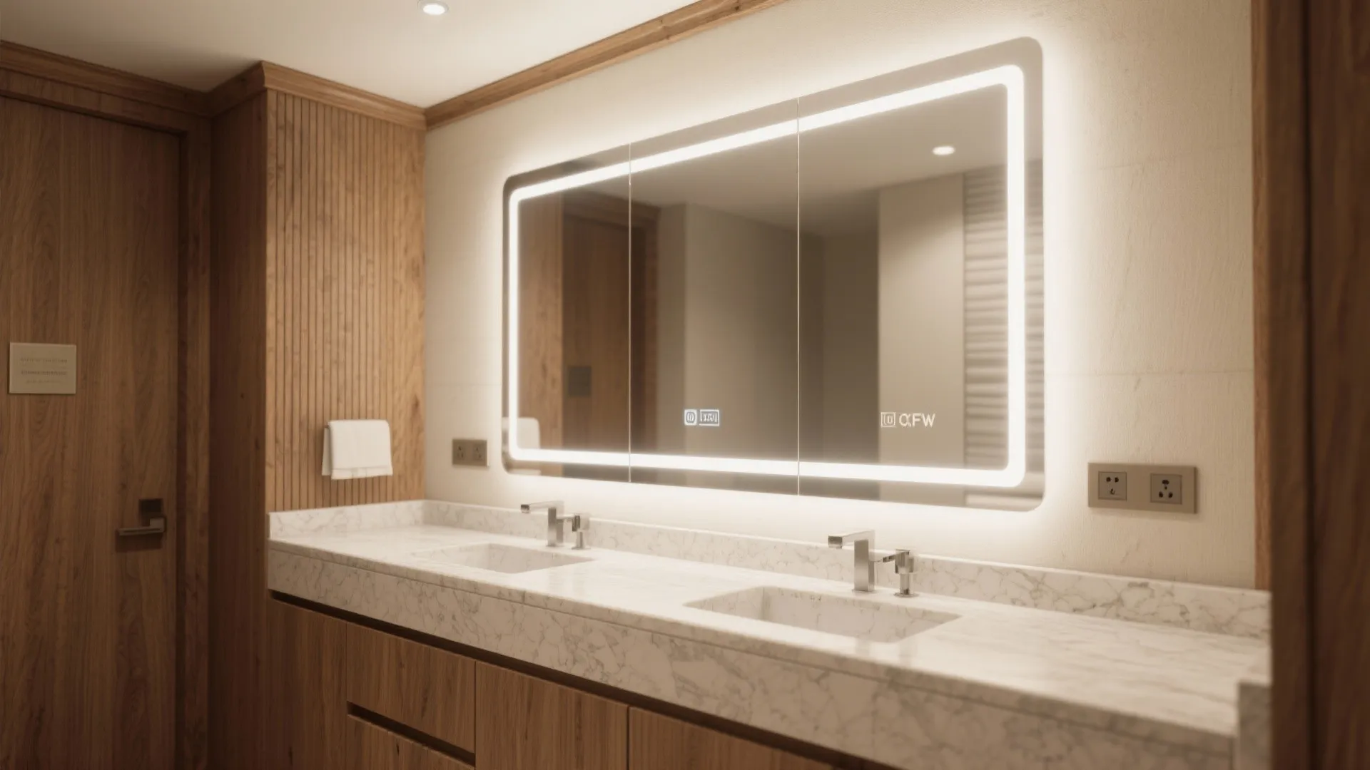 Integrated Vanity and Mirror Wall