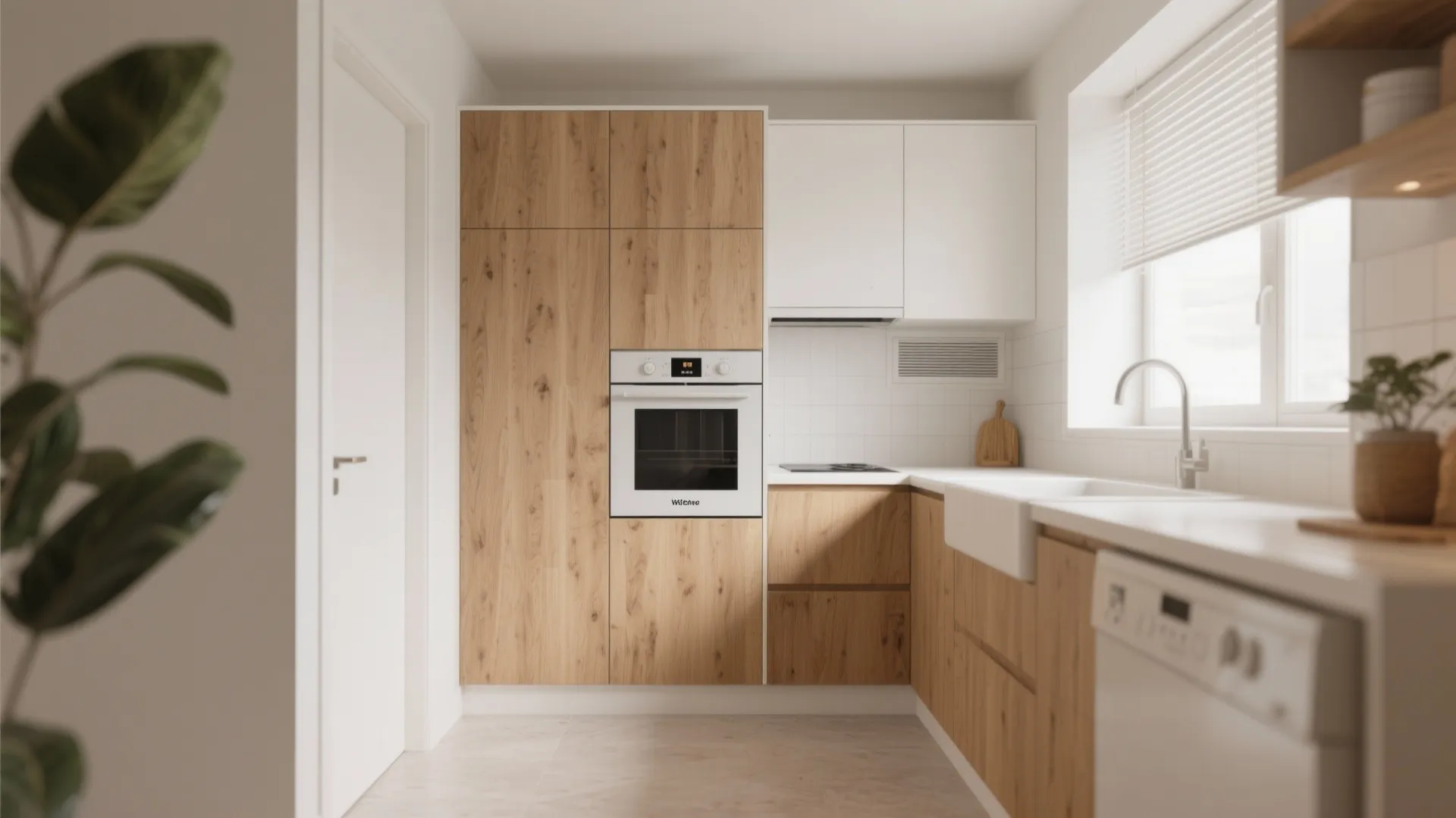 5. Integrated Appliances with Oak Panels